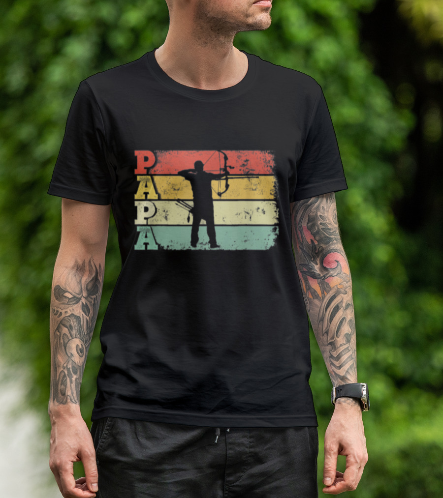 Papa Archery Vintage Dad Retro T-Shirt