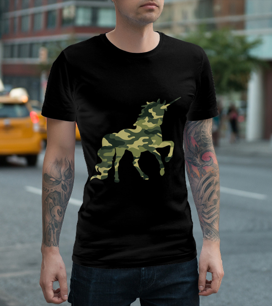 Funny Camouflage Military Unicorn T-Shirt