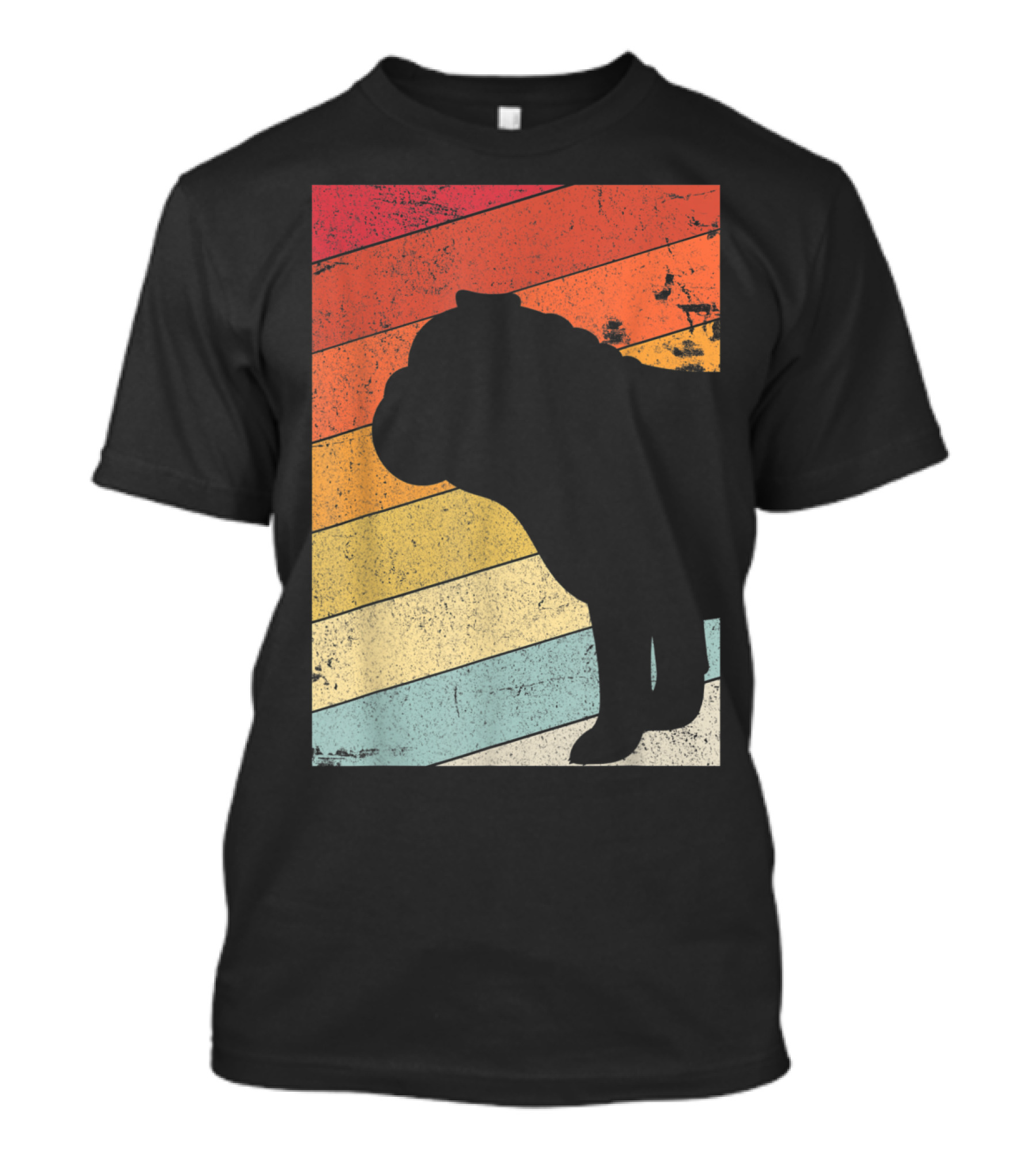 British Bulldog Styl Retro Silhouette Vintage Stripes T-Shirt