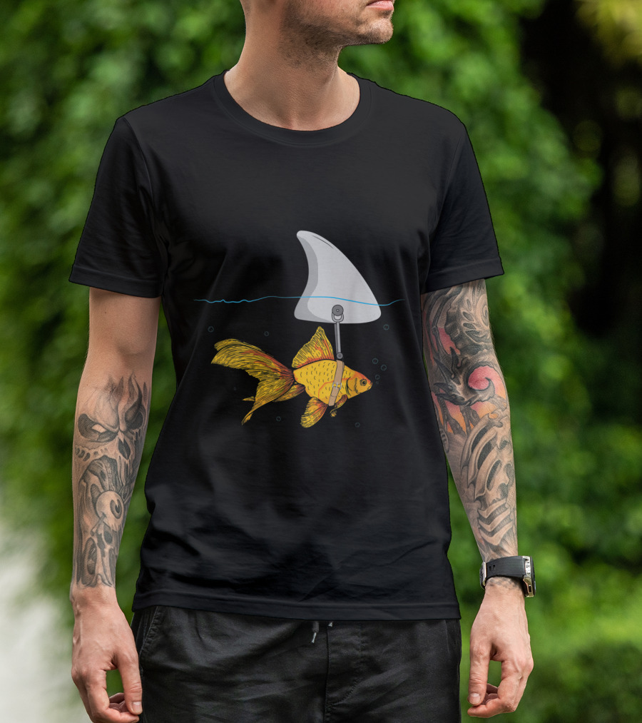 Goldfish With Fake Shark Fin Fun T-Shirt