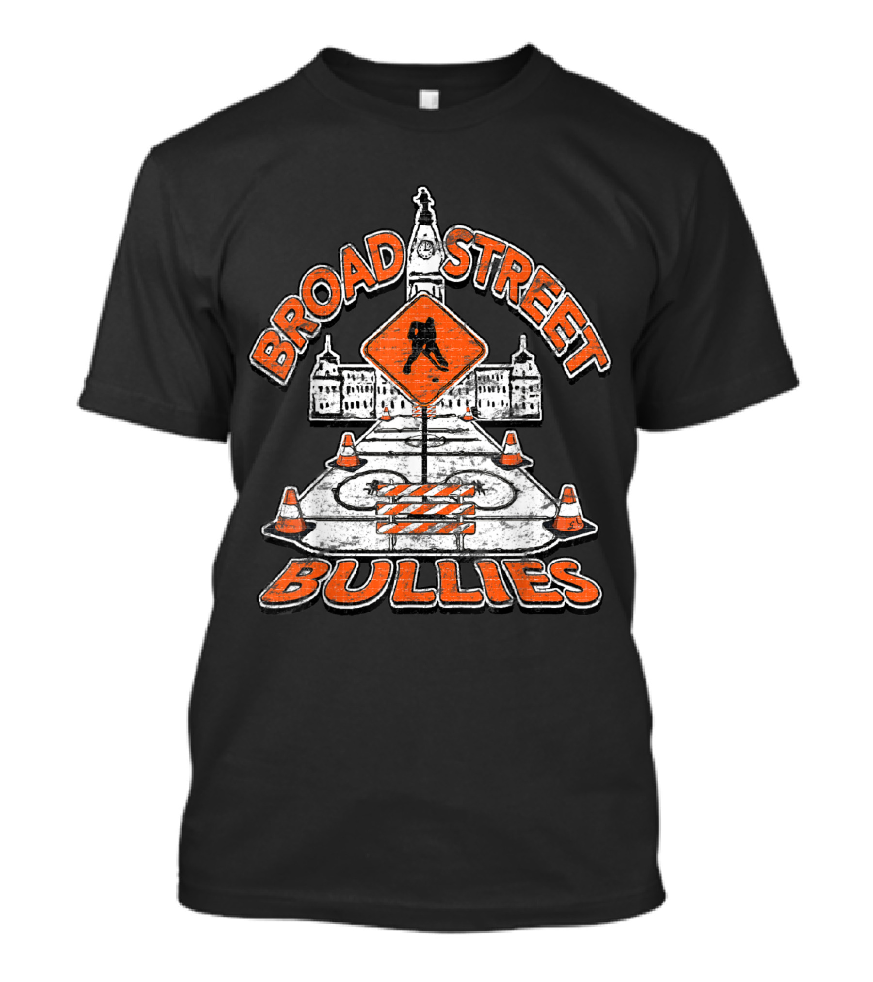 Broad Street Bullies Philadelphia Hockey City Hall Sign Orange T-Shirt