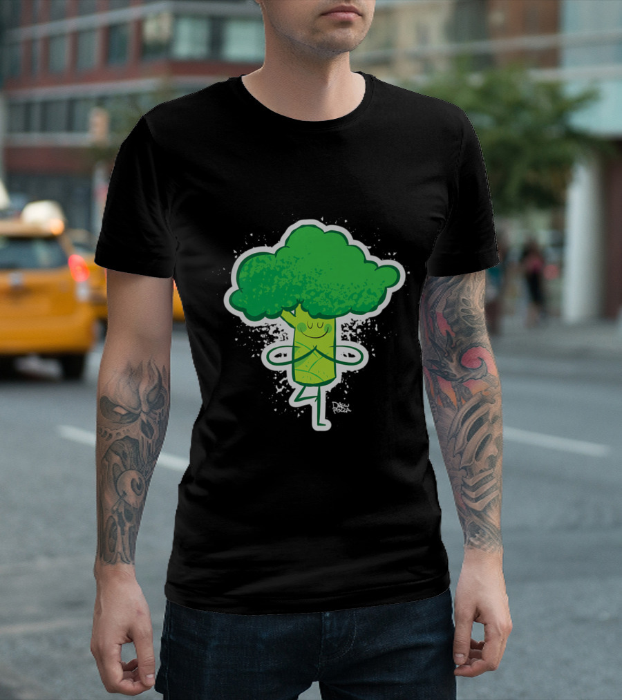 Broccoli Yoga Pose Veggie Vegan Humorous T-Shirt