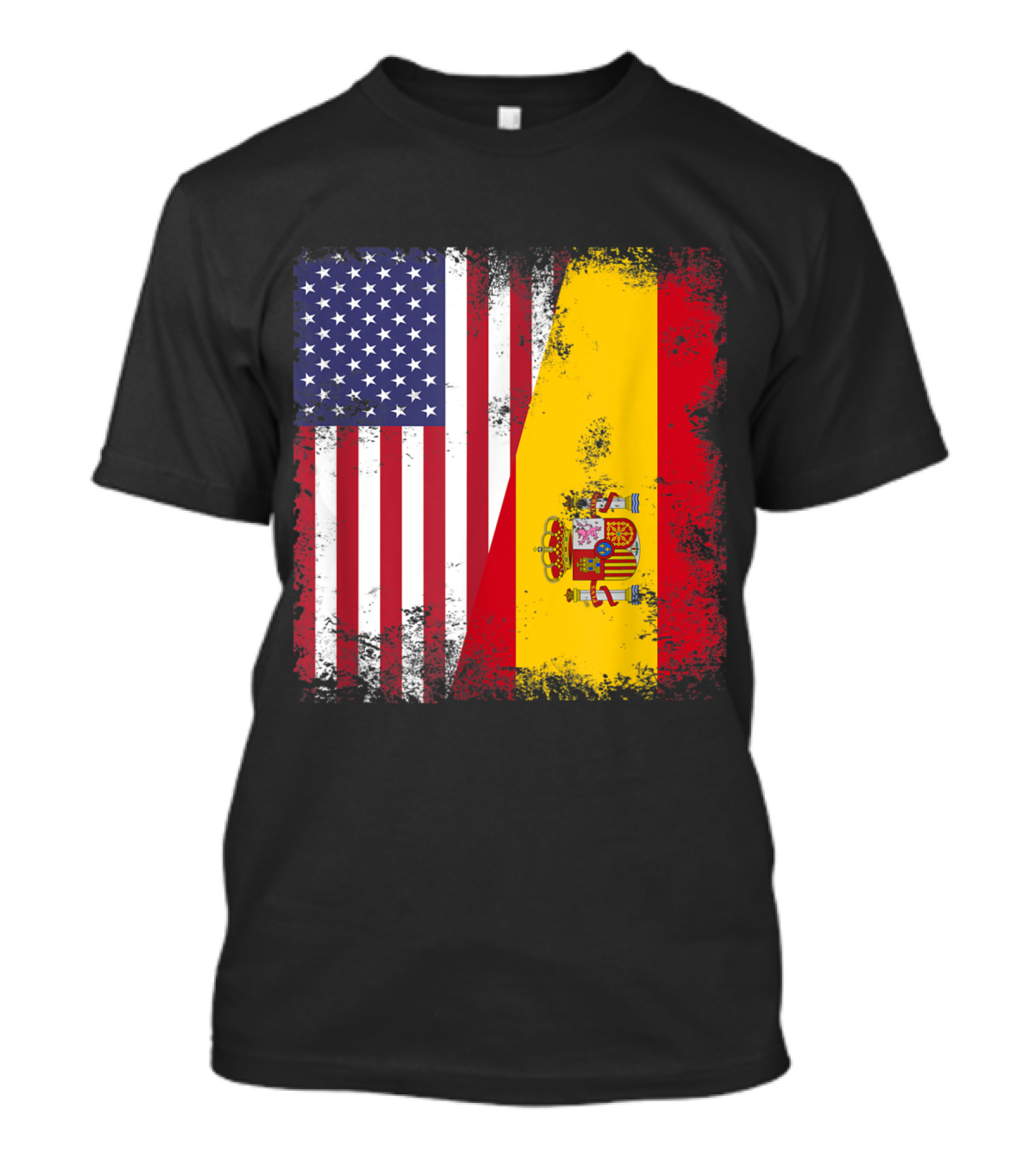 Half Spaniard Spanish Flag American Flag Dual Nation Heritage T-Shirt