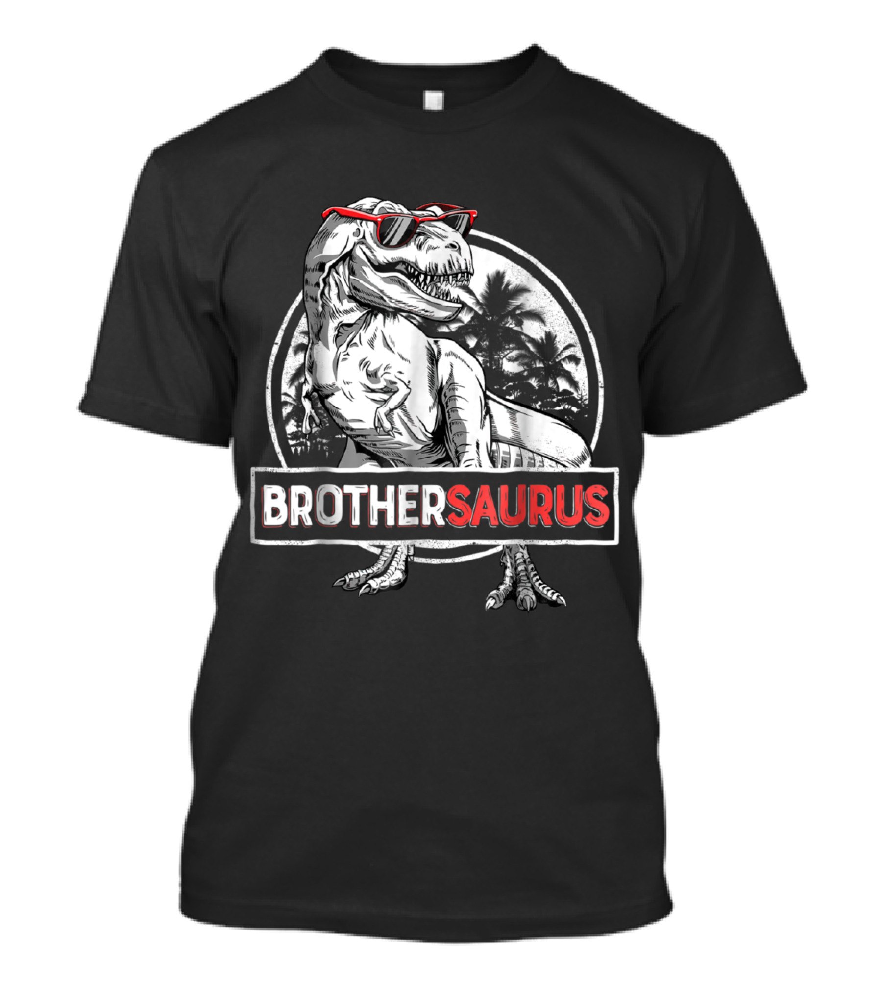 Brothersaurus T Rex Sunglasses Dinosaur Retro Palm Trees T-Shirt