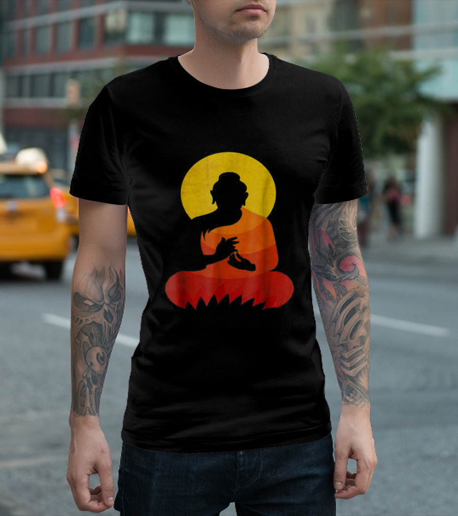 Buddha YingYang Zen Yoga Meditative Silhouette with Halo T-Shirt