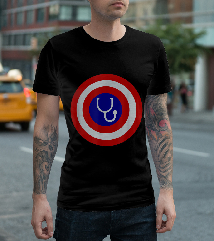Super Funny Nurse Doctor Shield Stethoscope T-Shirt