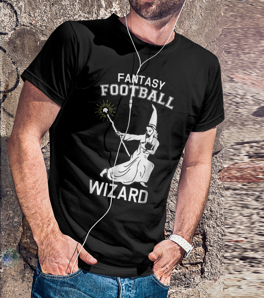 FANTASY FOOTBALL WIZARD WITH MAGIC STAFF AND FOOTBALL T-Shirt