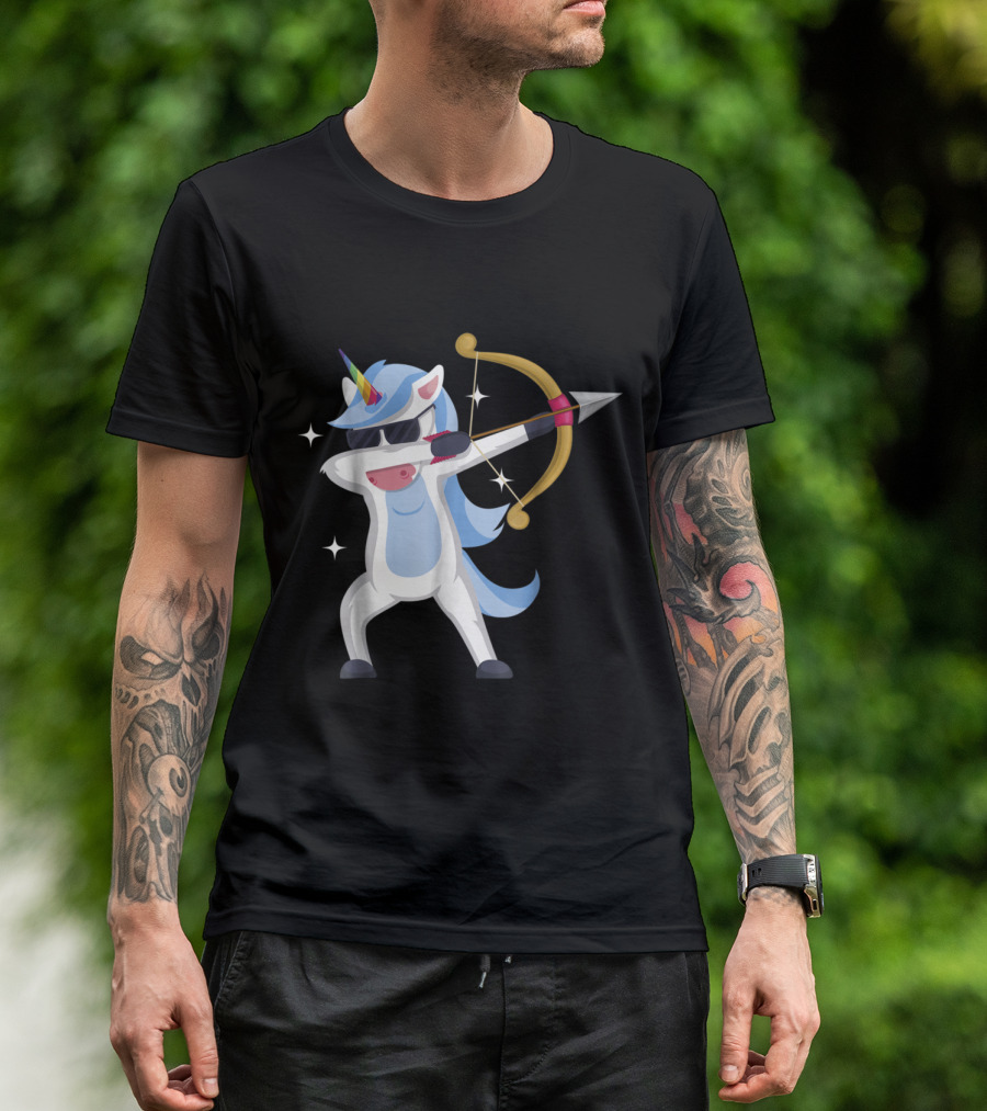 Unicorn Dabbing With Bow And Arrow Archery Pose T-Shirt