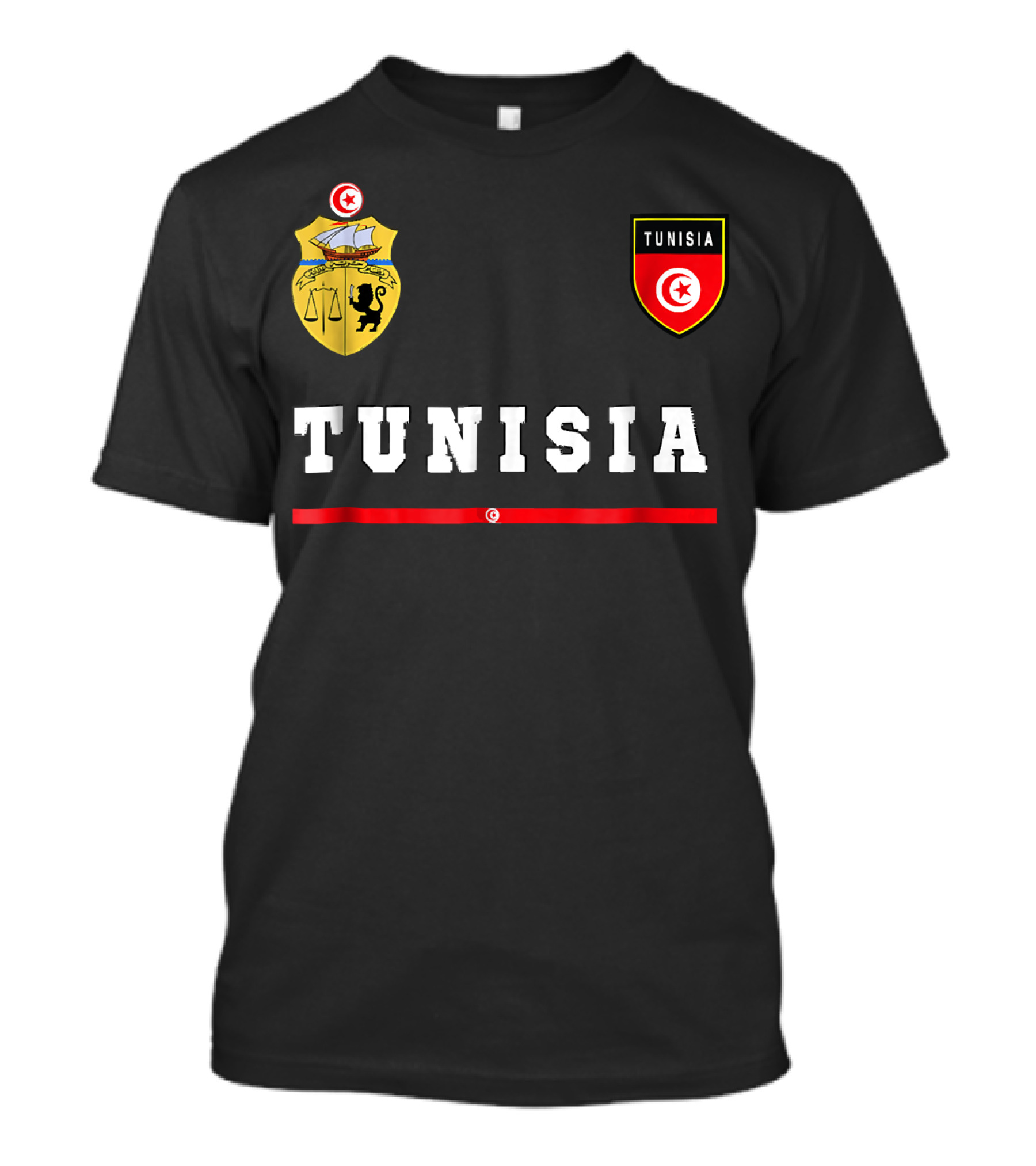 Tunisia Crest Emblem Shield With Flag Patch Soccer Jersey T-Shirt