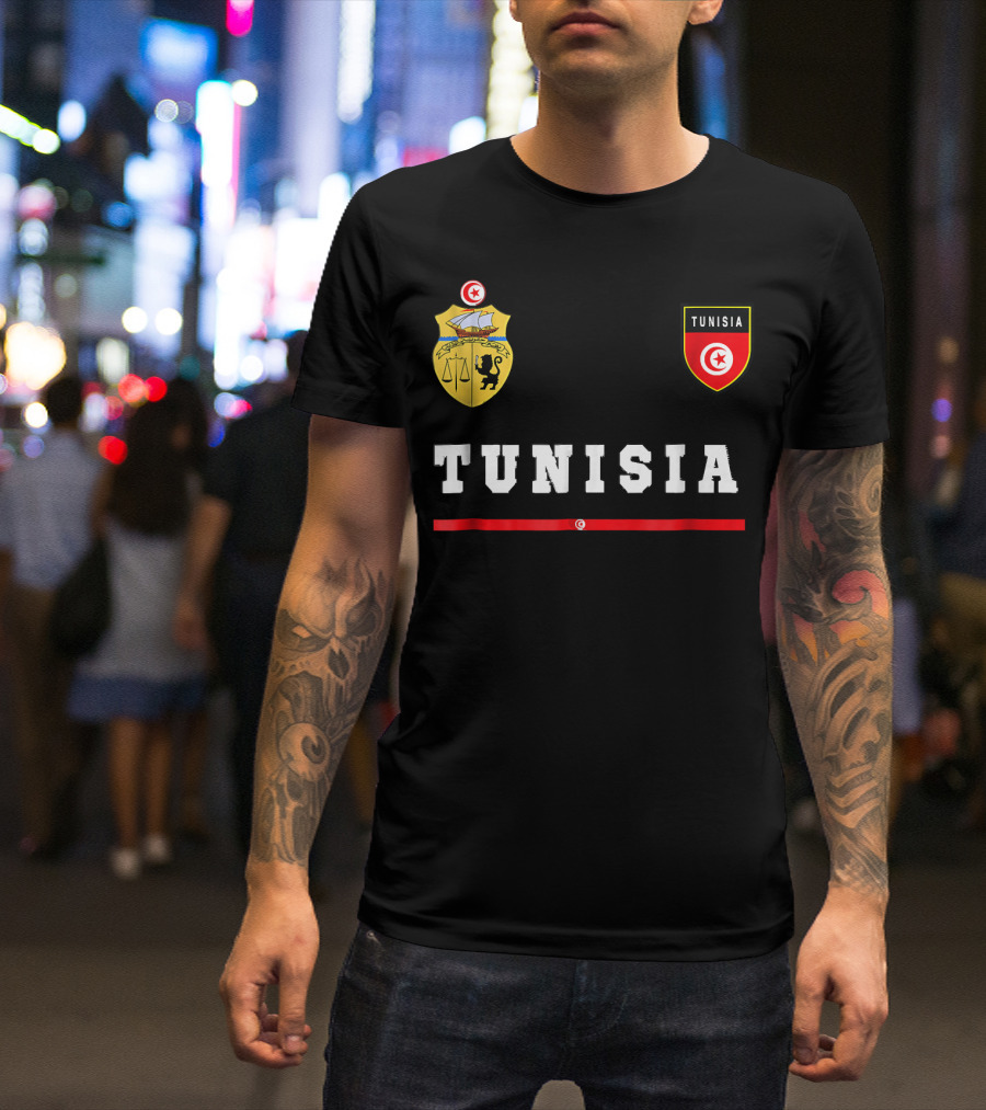 Tunisia Crest Emblem Shield With Flag Patch Soccer Jersey T-Shirt