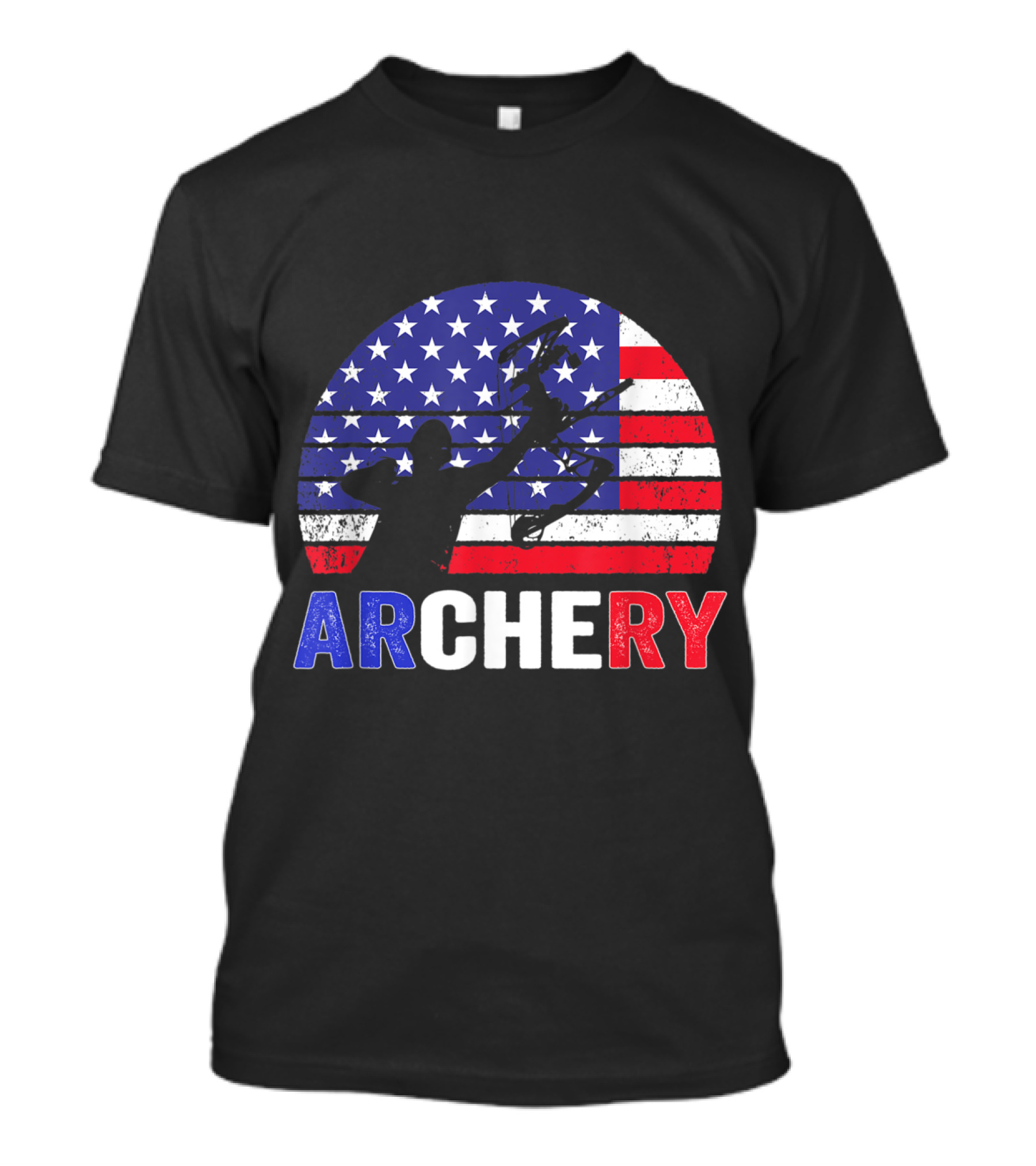 Archery Silhouette With US Flag For 4th Of July T-Shirt