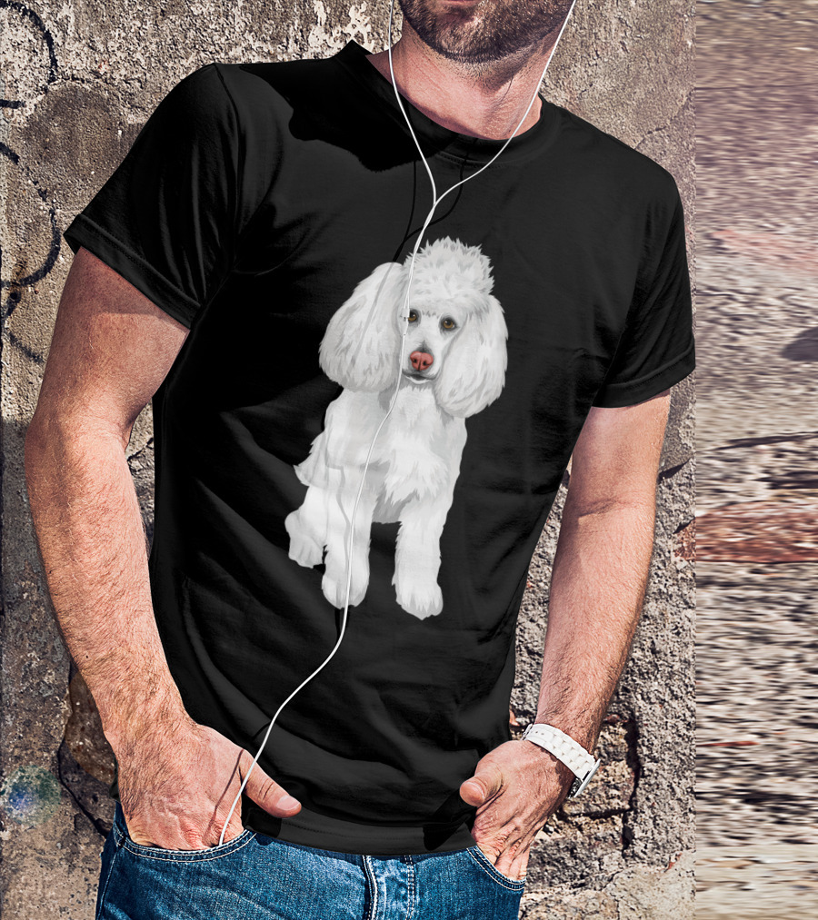 Cute Poodle Dog Face White Fluffy Pet T-Shirt