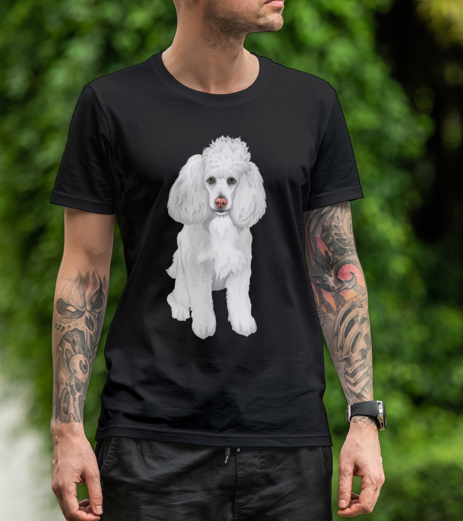 Cute Poodle Dog Face White Fluffy Pet T-Shirt