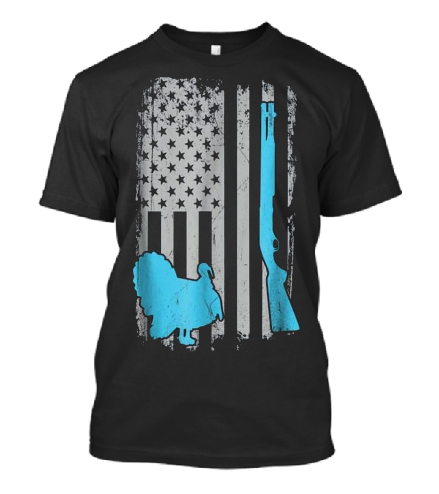 American Flag Turkey Hunting Shotgun Gobbler Hunt T-Shirt