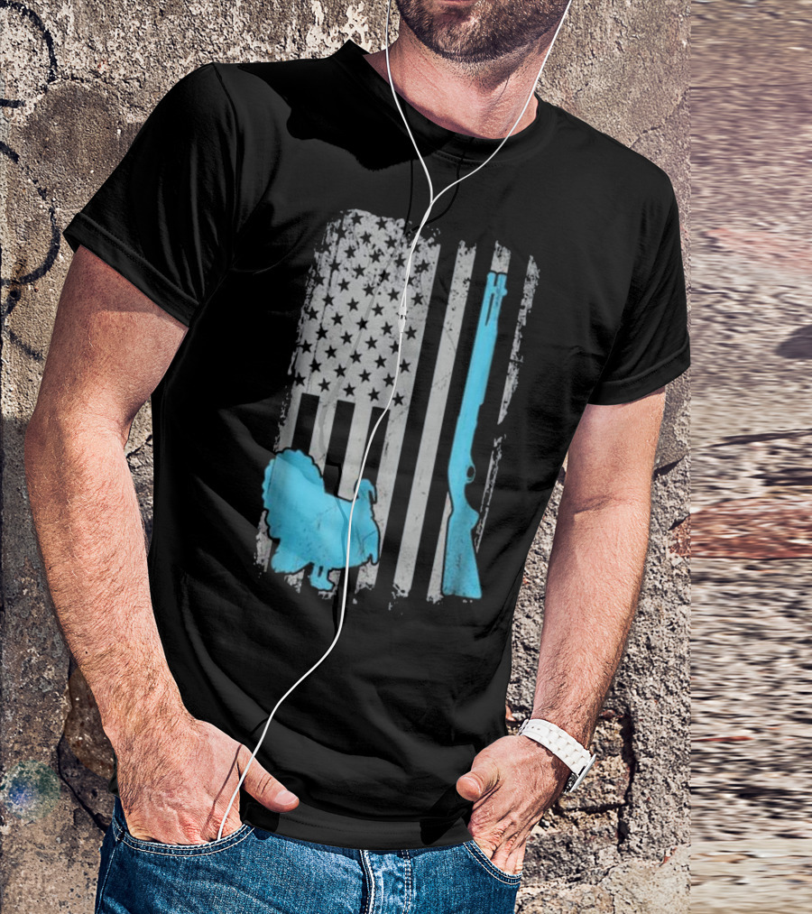 American Flag Turkey Hunting Shotgun Gobbler Hunt T-Shirt