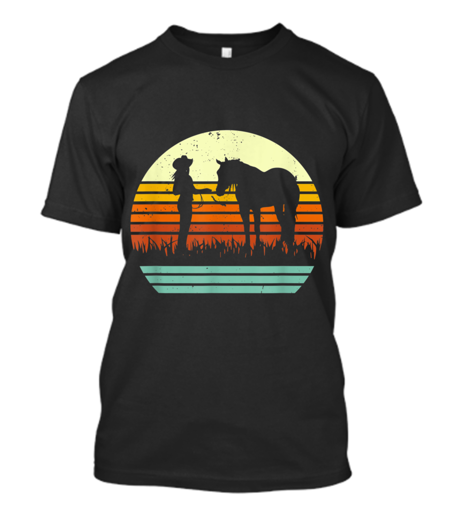 Horse Show Retro Halter Style Sunset T-Shirt