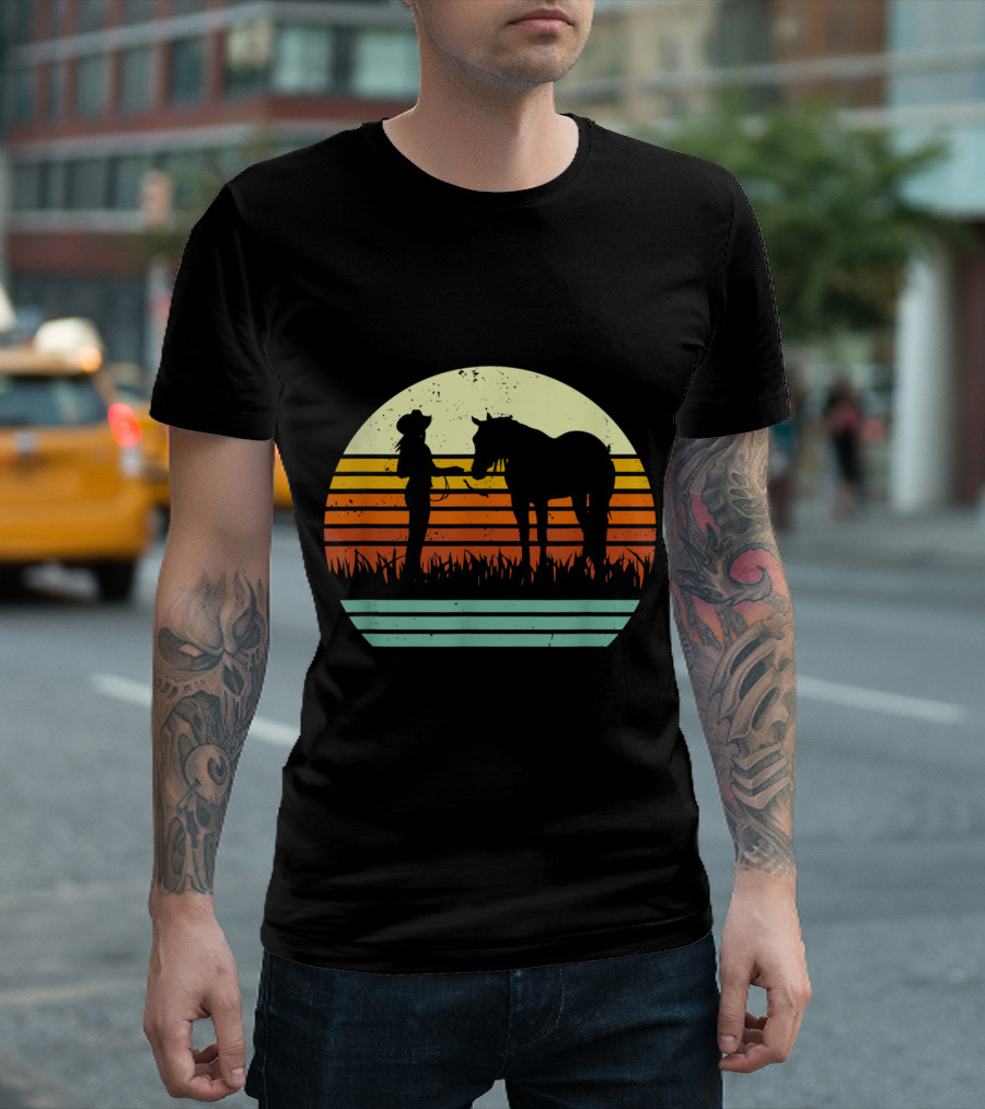 Horse Show Retro Halter Style Sunset T-Shirt