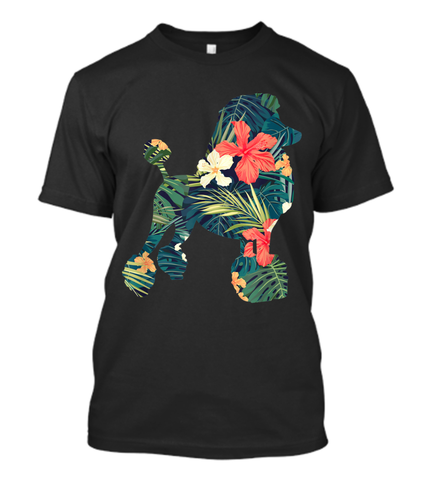Cute Poodle Tropical Floral Dog T-Shirt