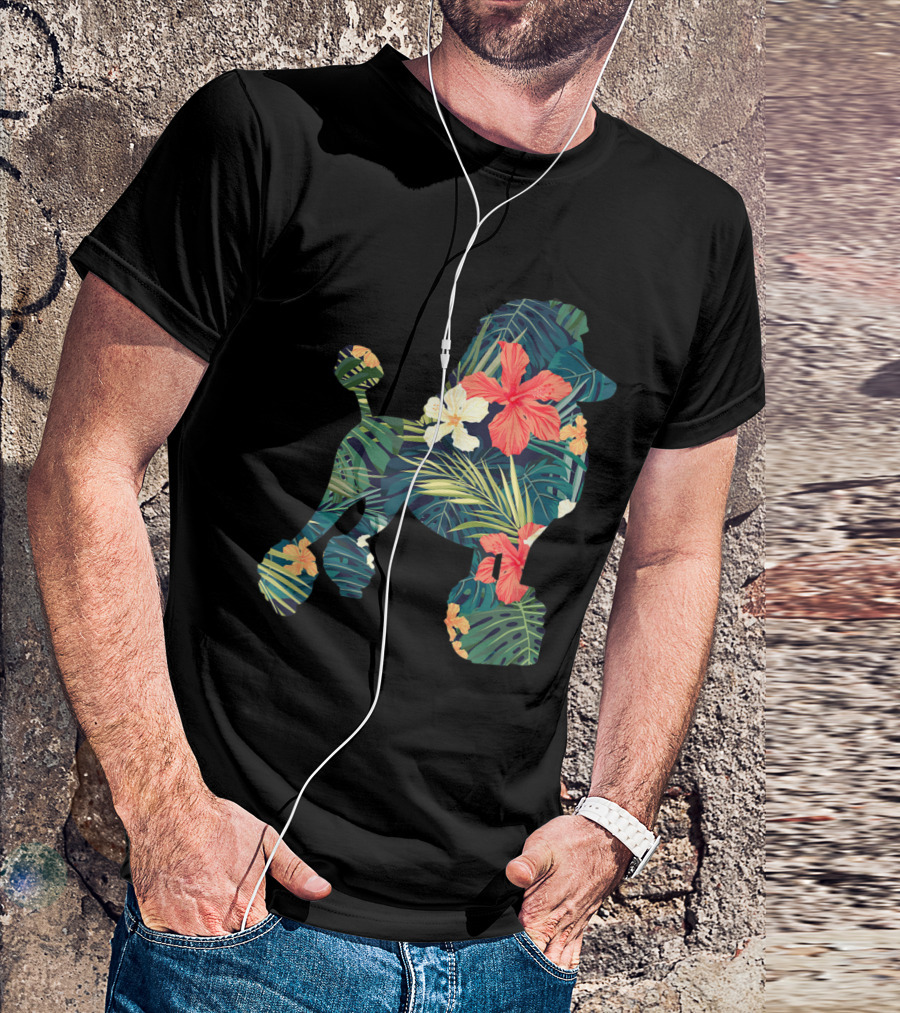 Cute Poodle Tropical Floral Dog T-Shirt