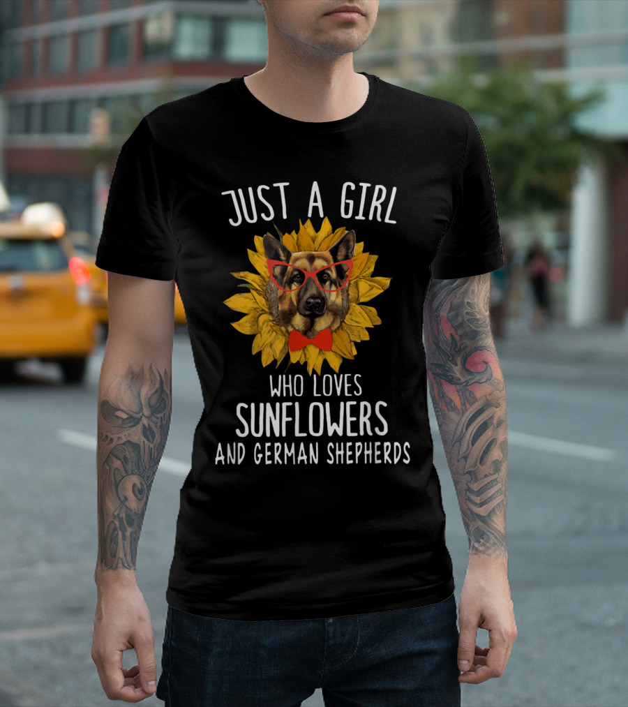 Just A Girl Who Loves Sunflowers And German Shepherds T-Shirt