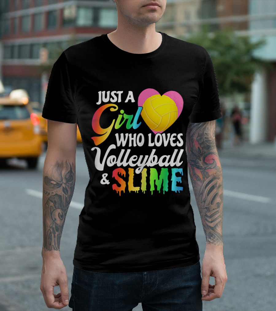 Just A Girl Who Loves Volleyball and Slime Heart Icon T-Shirt