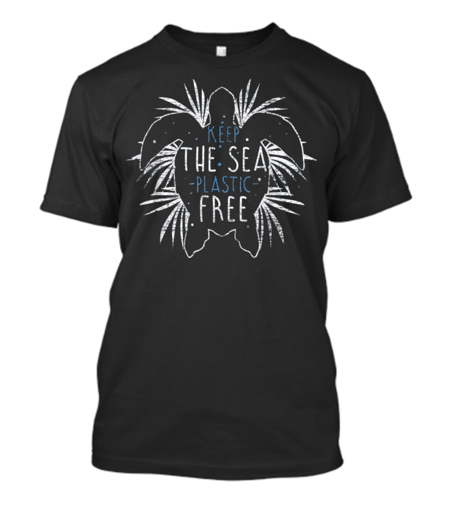 Keep The Sea Plastic Free Turtle Outline With Beach Palm Leaves T-Shirt