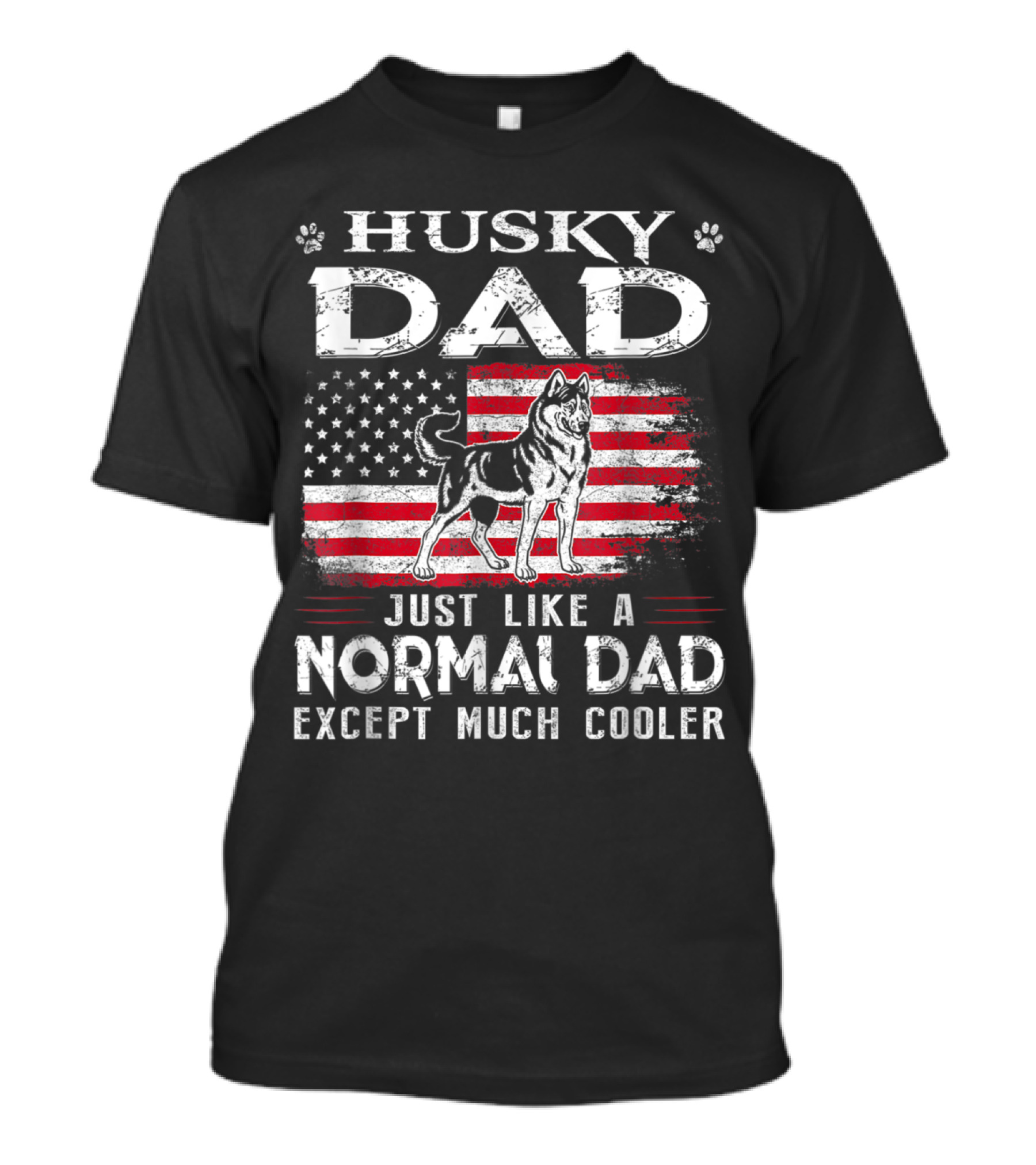 Husky Dad Just Like A Normal Dad Except Much Cooler American Flag T-Shirt