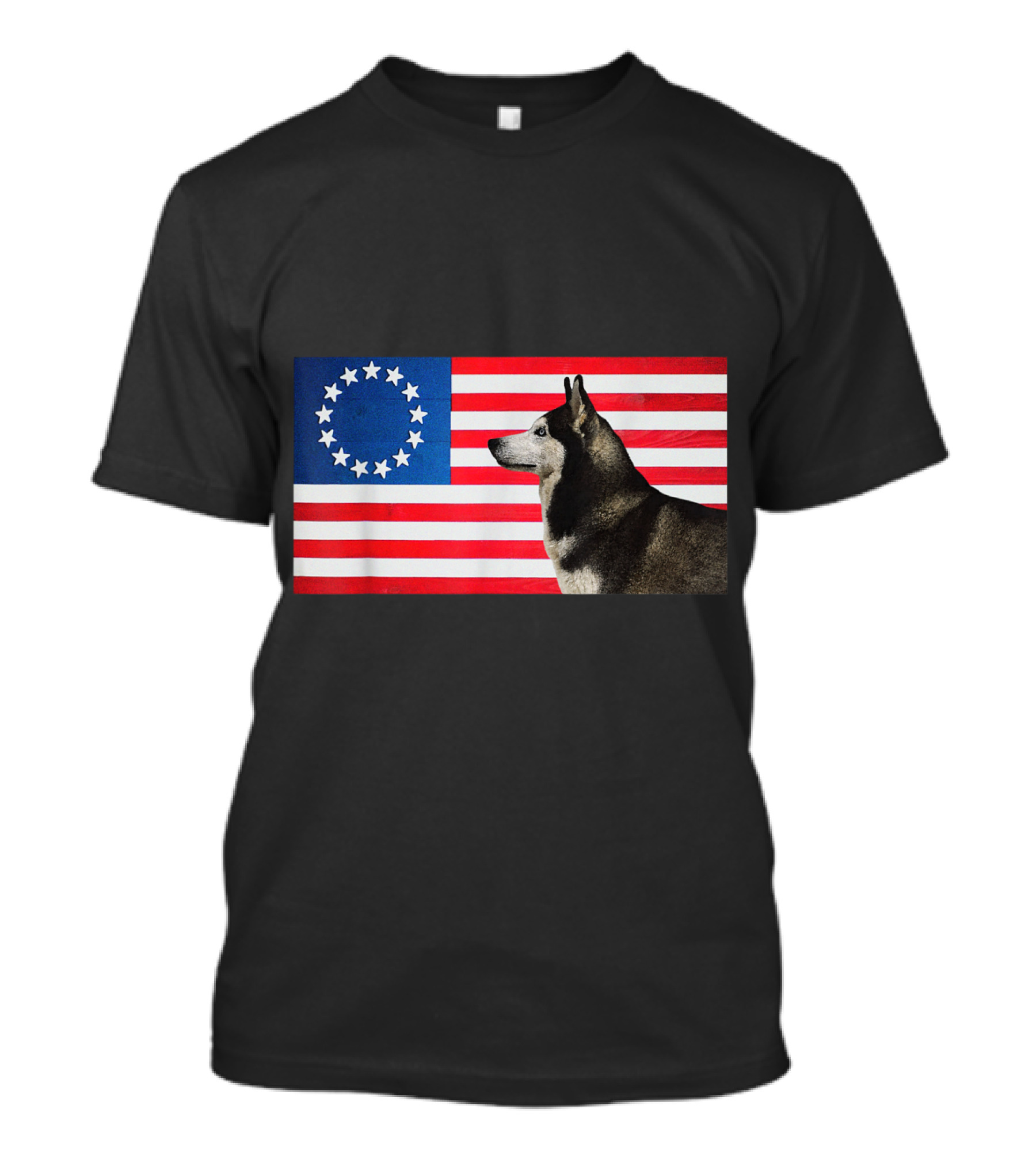 Betsy Ross Flag Patriot Husky Dog Funny American T-Shirt