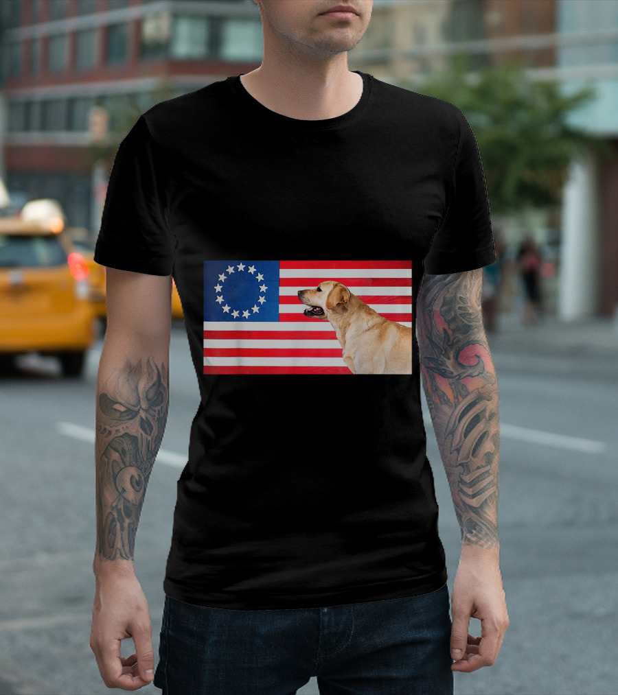 Funny Patriot Labrador Dog Betsy Ross American Flag T-Shirt