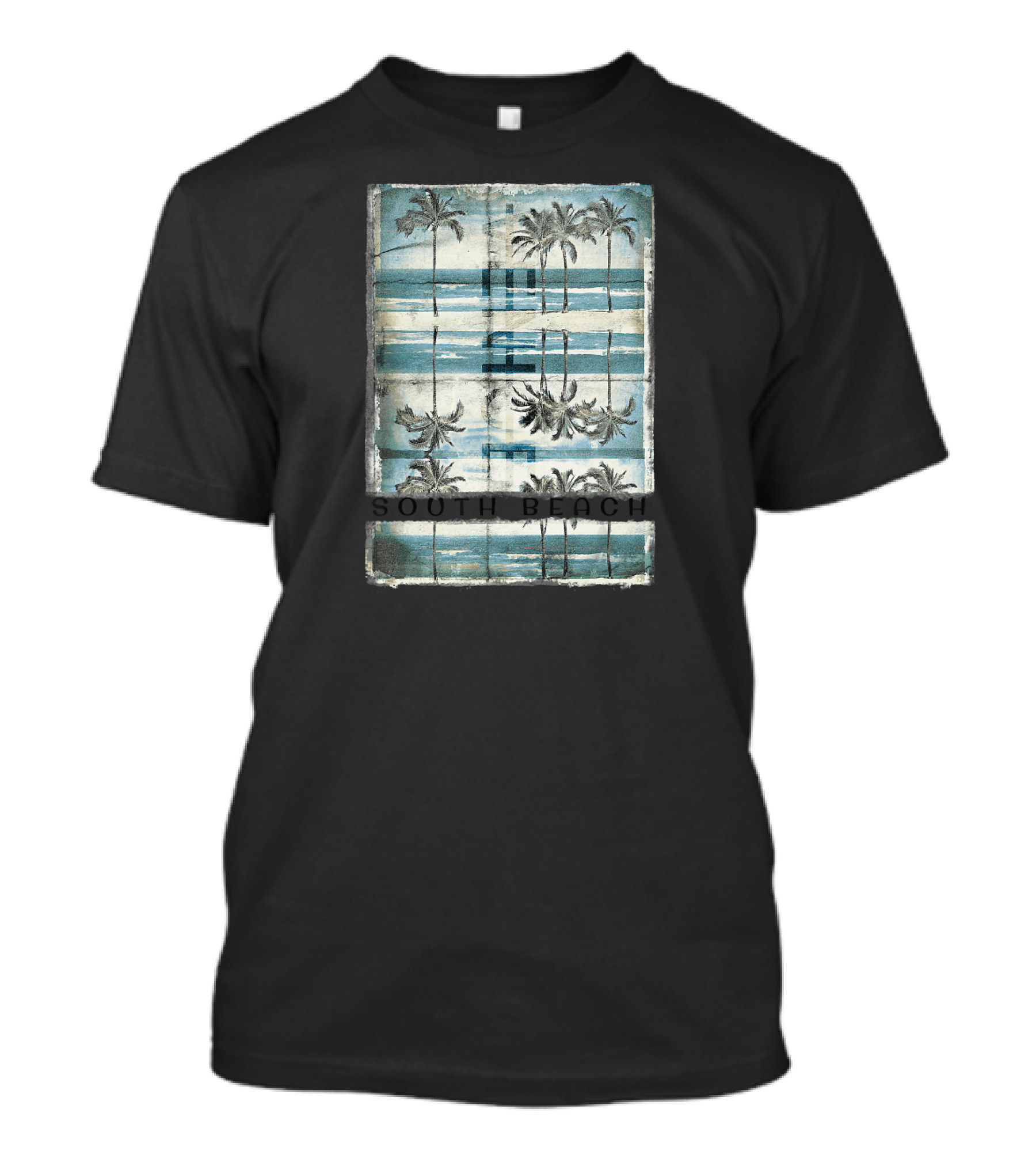 South Beach Miami Florida Palm Trees Ocean Scene T-Shirt