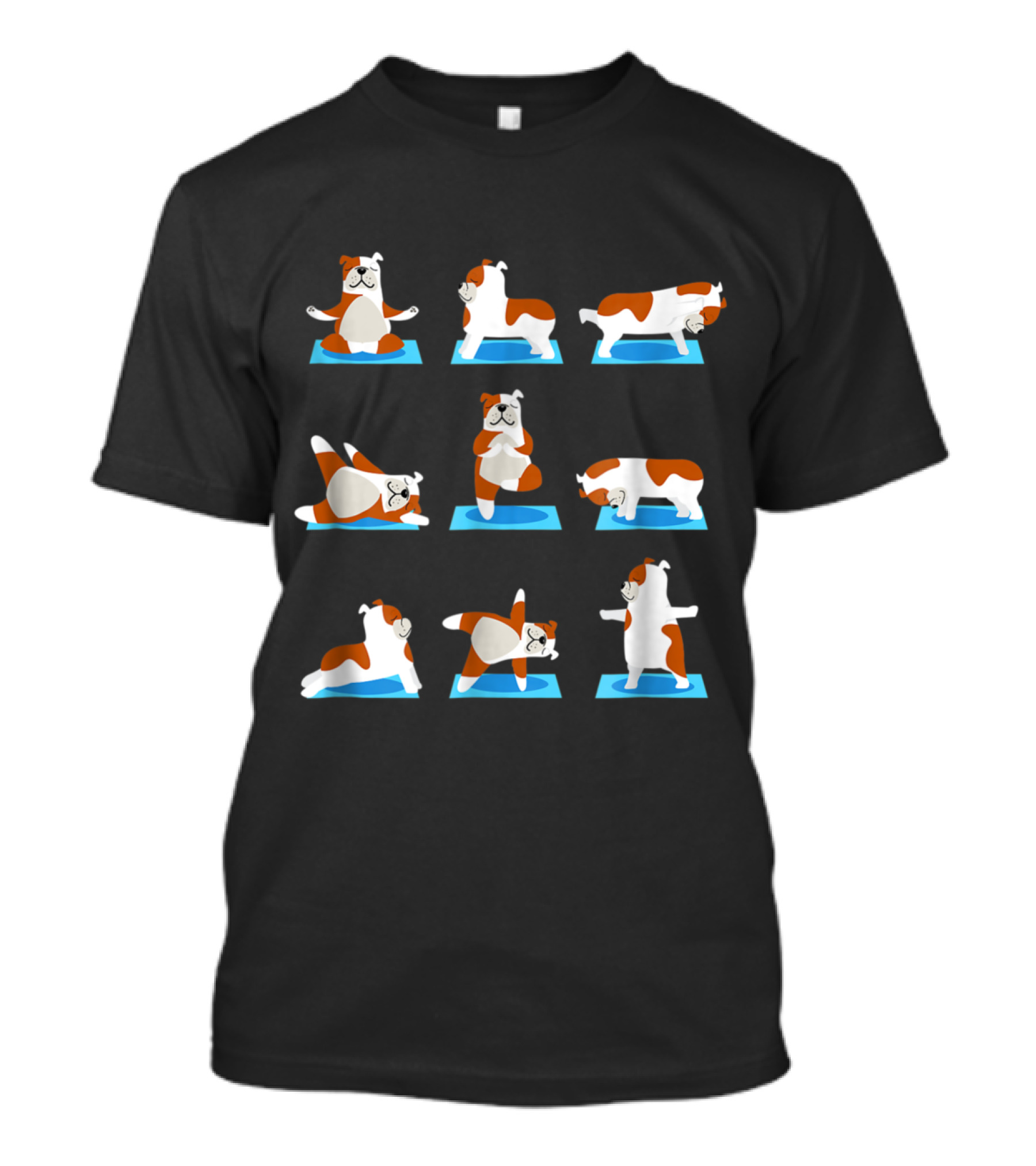 Bulldog Yoga Poses Funny Bulldog On Mat T-Shirt