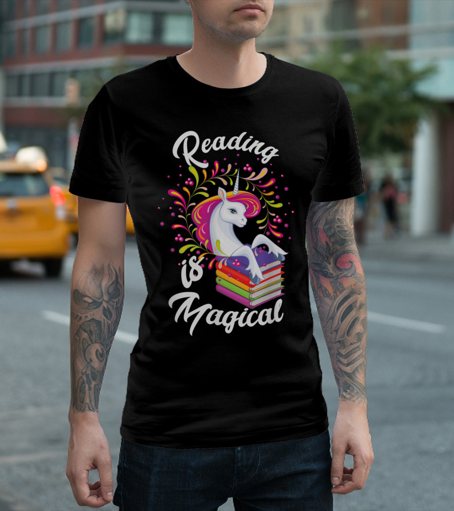 Reading Is Magical Unicorn Book Lover T-Shirt