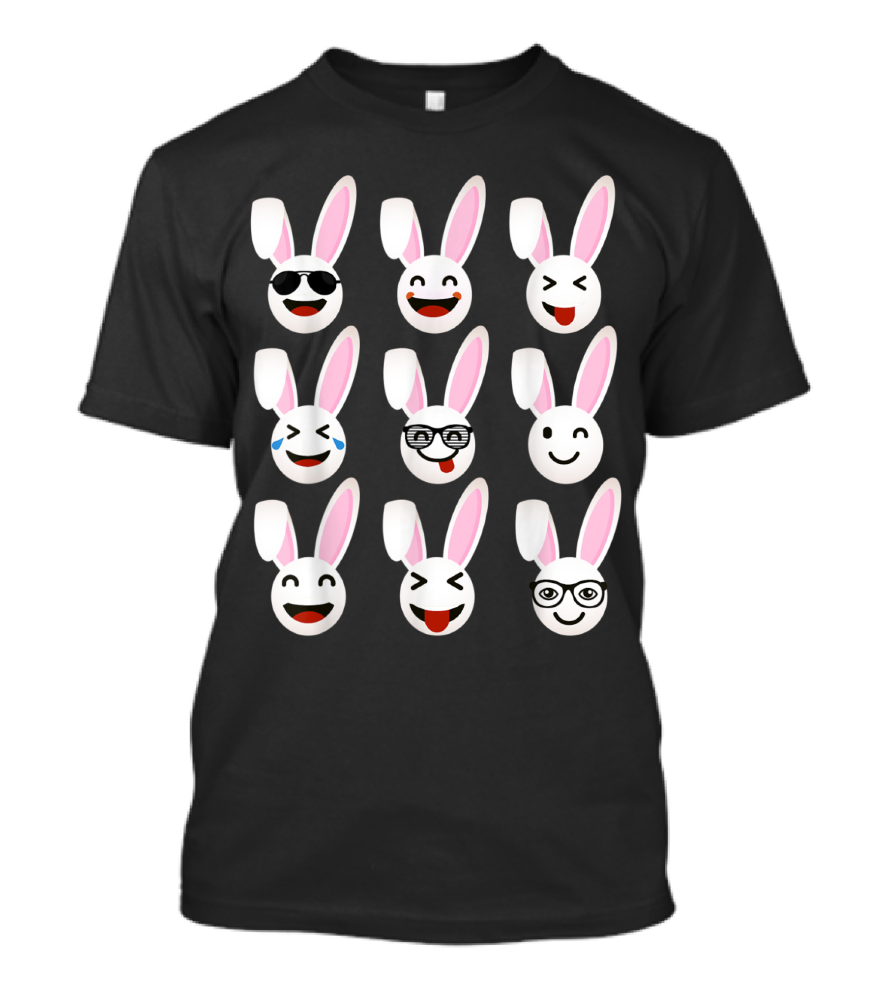 Bunny Emojis Cute Funny Rabbits Wearing Sunglasses And Glasses T-Shirt