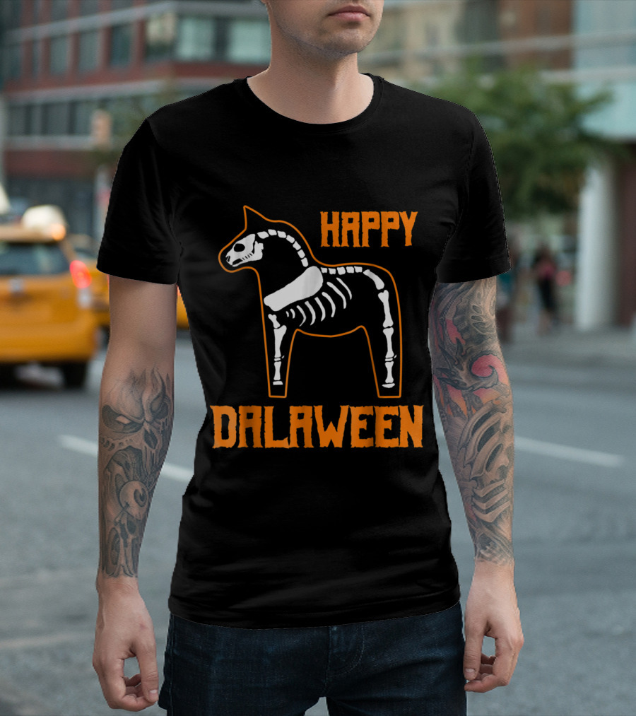 Happy Dalaween Funny Dal Horse Skeleton T-Shirt