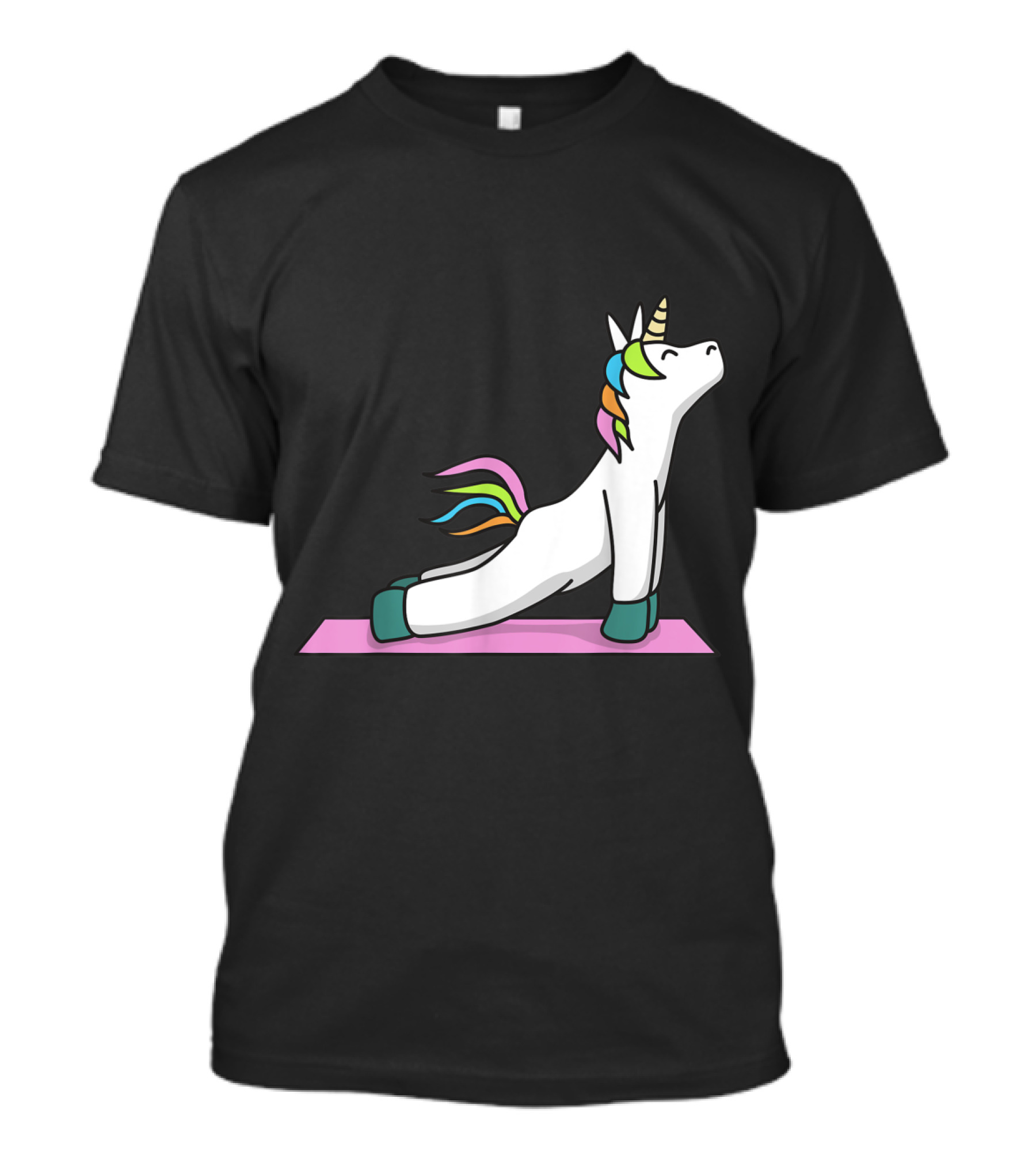 Cute Unicorn Meditation Yoga Pose On Mat T-Shirt