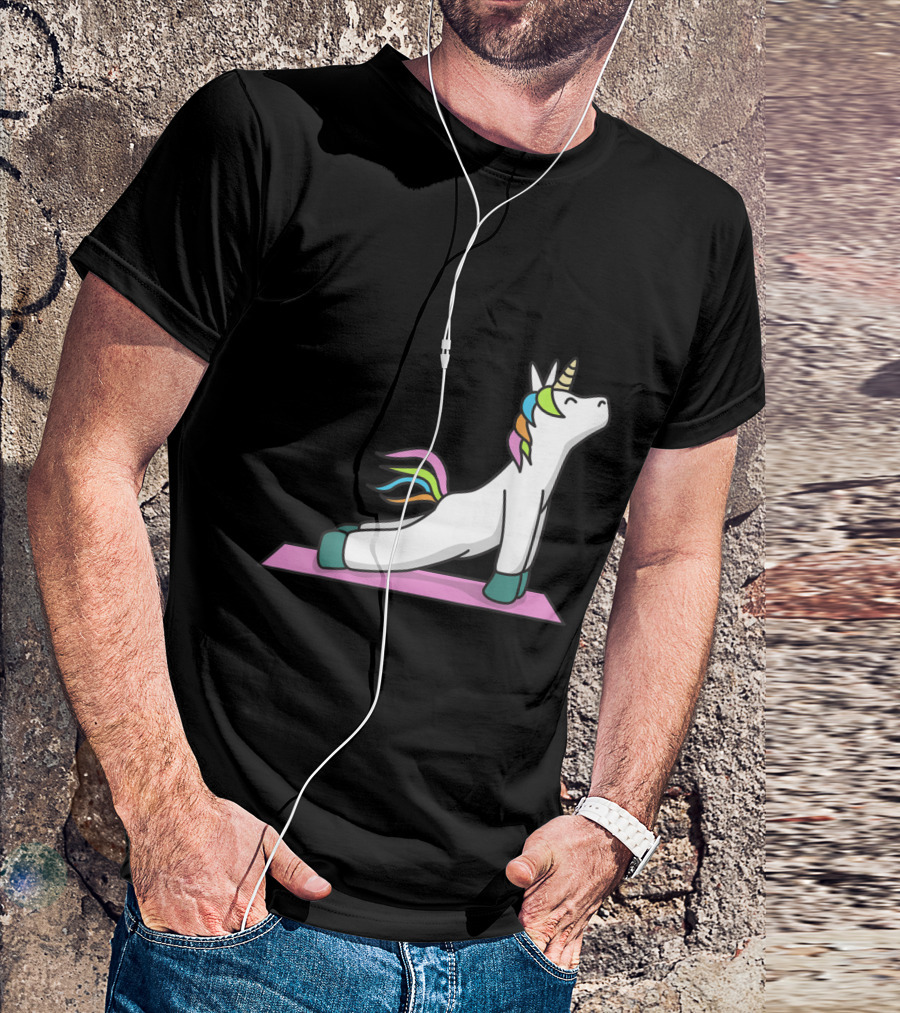 Cute Unicorn Meditation Yoga Pose On Mat T-Shirt
