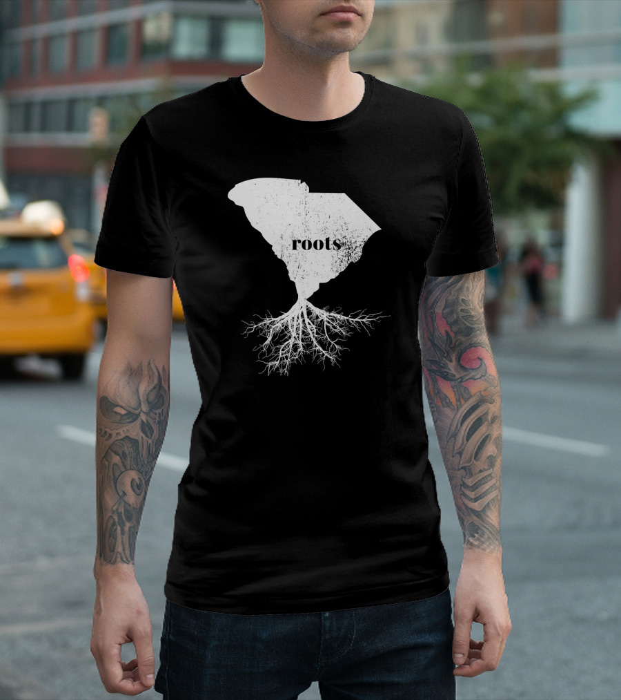 South Carolina Roots Silhouette with White Map and Tree T-Shirt