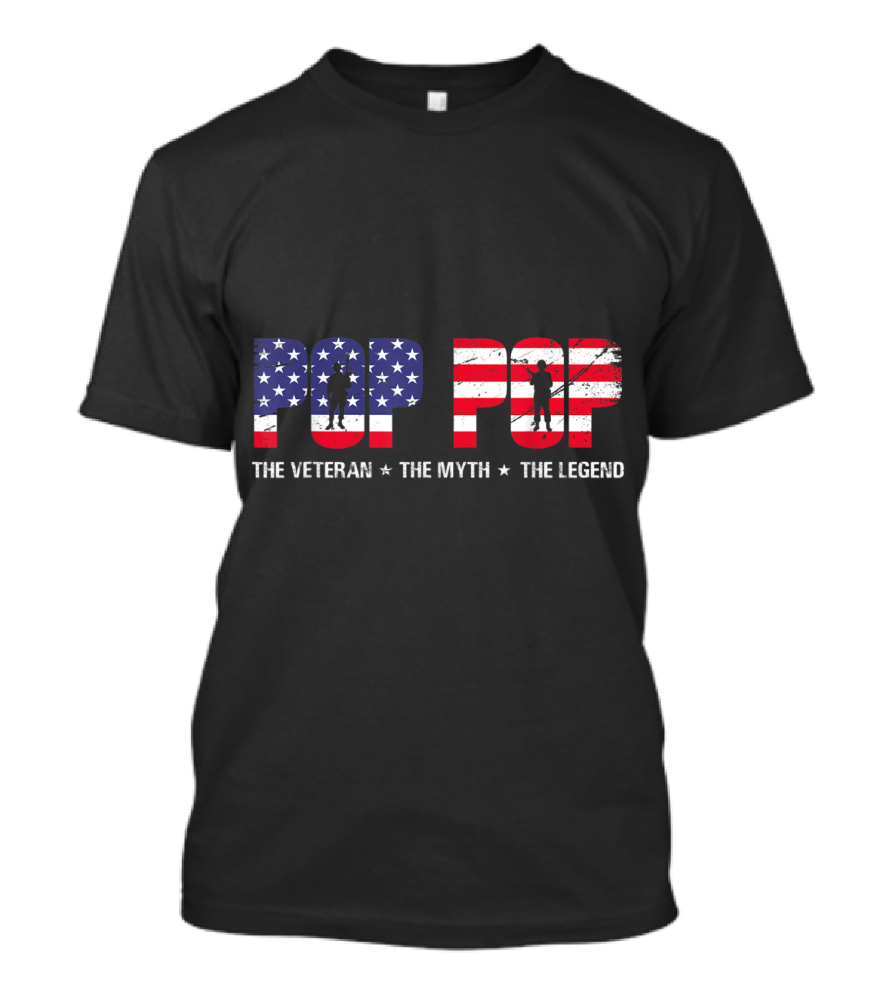 Fathers Day Pop Pop The Veteran The Myth The Legend American Flag T-Shirt