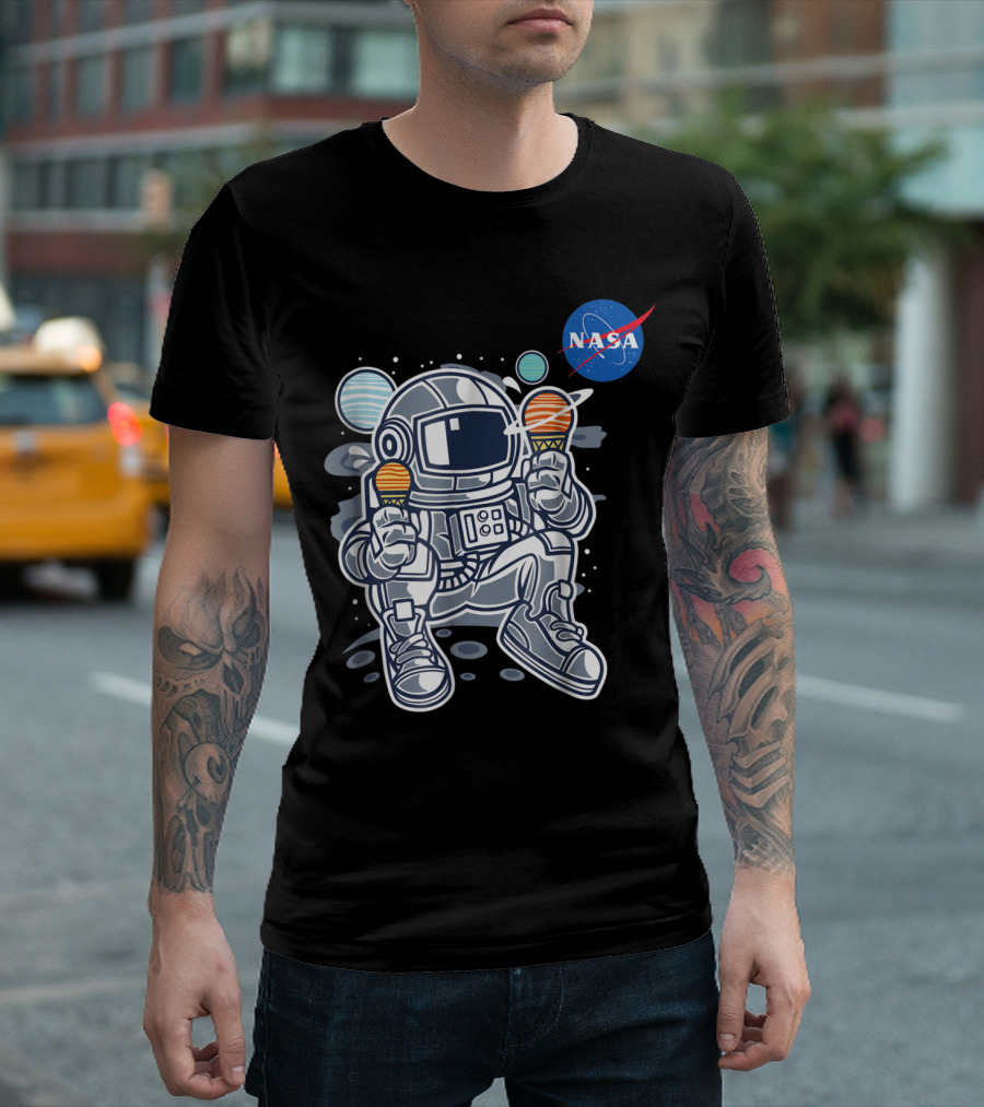 NASA Astronaut with Ice Cream Cones in Space T-Shirt