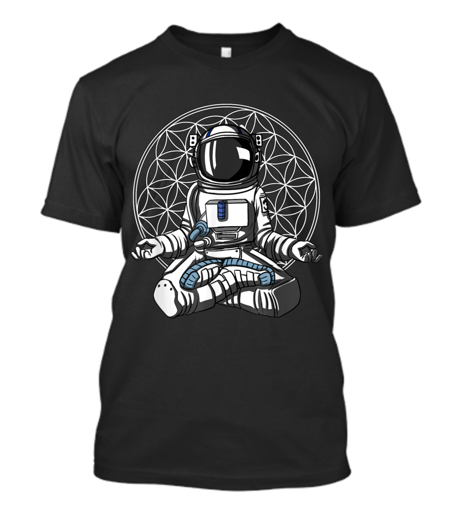Astronaut Meditation In Cosmic Flower Of Life Yoga Pose T-Shirt