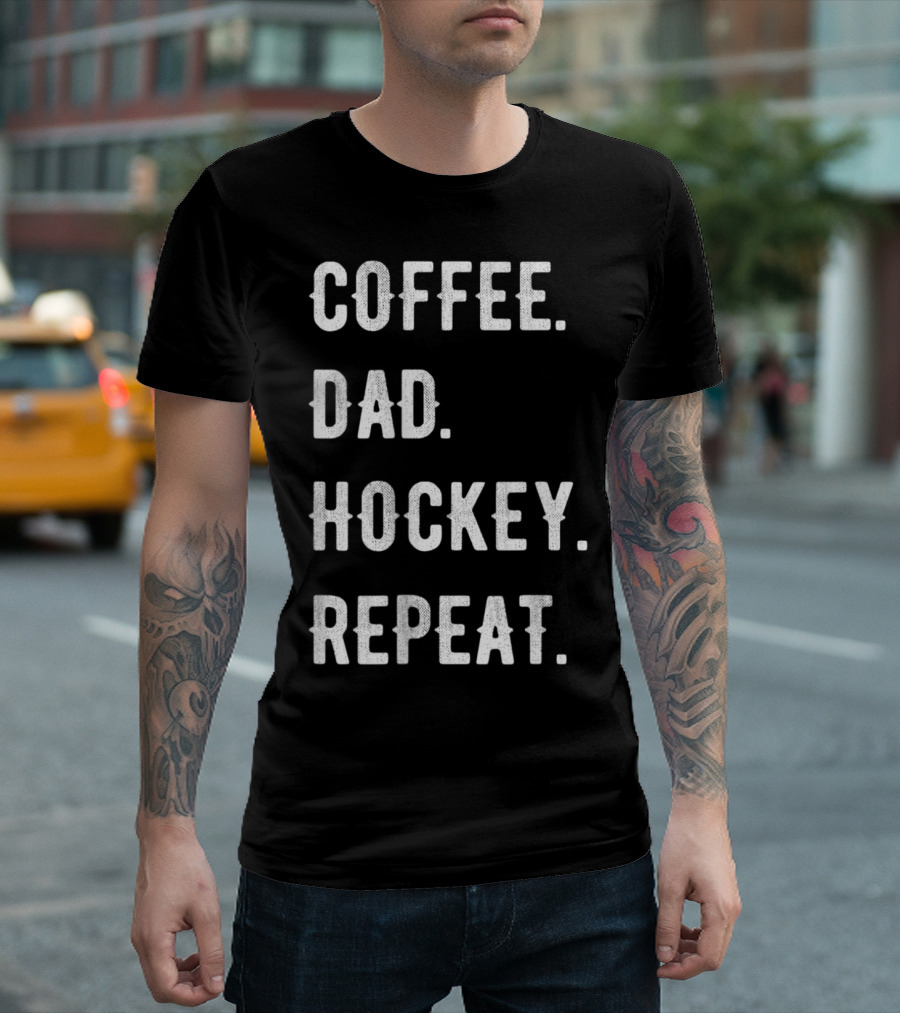 Coffee Dad Hockey Repeat T-Shirt