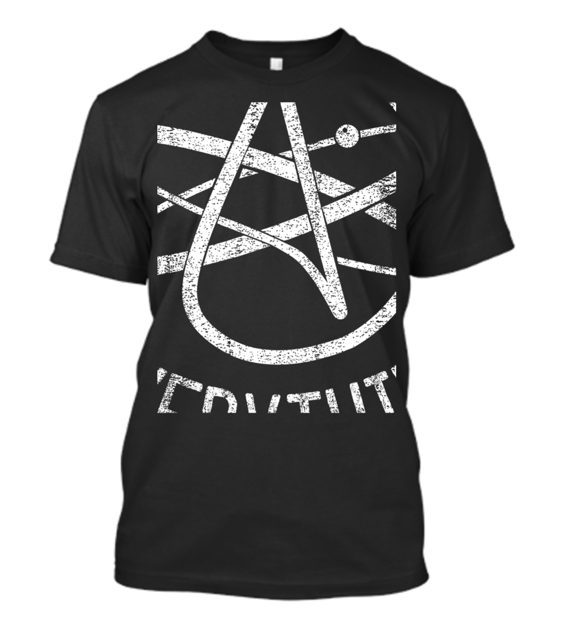 Atheist Anti Religion Atom Grunge Symbol With Distressed Atheist Representation T-Shirt