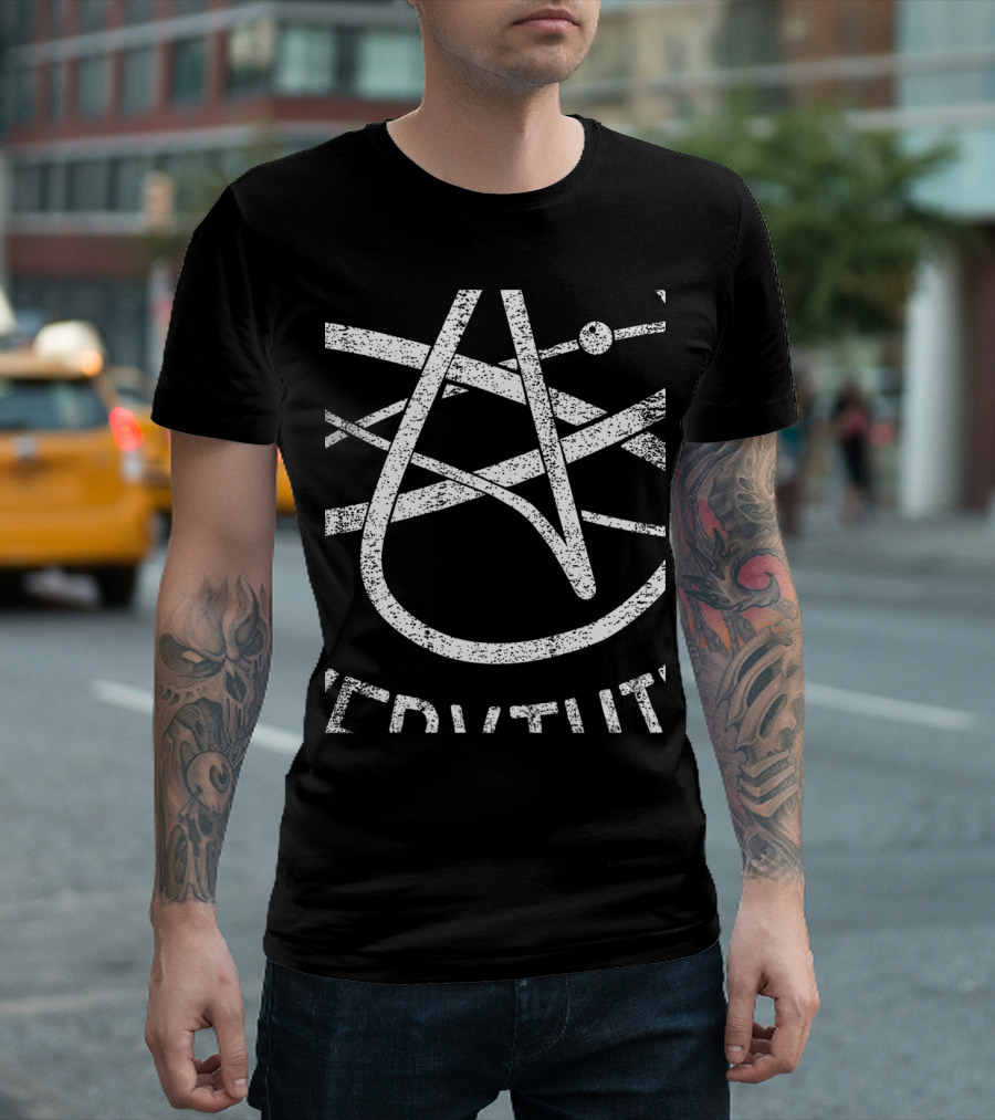 Atheist Anti Religion Atom Grunge Symbol With Distressed Atheist Representation T-Shirt
