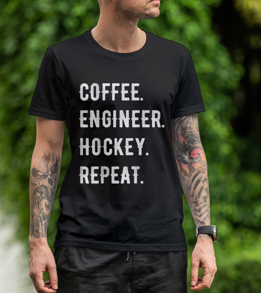 Coffee Engineer Hockey Repeat Fathers Day T-Shirt