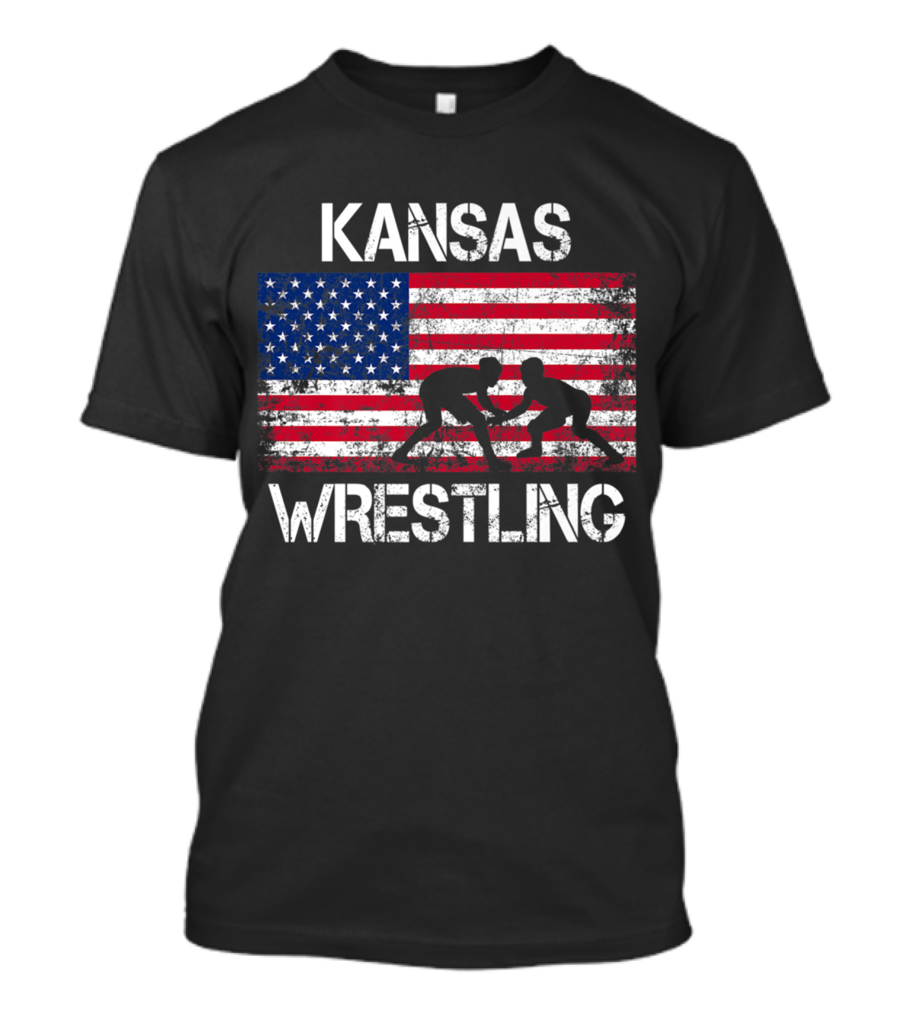 Kansas Wrestling With American Flag T-Shirt
