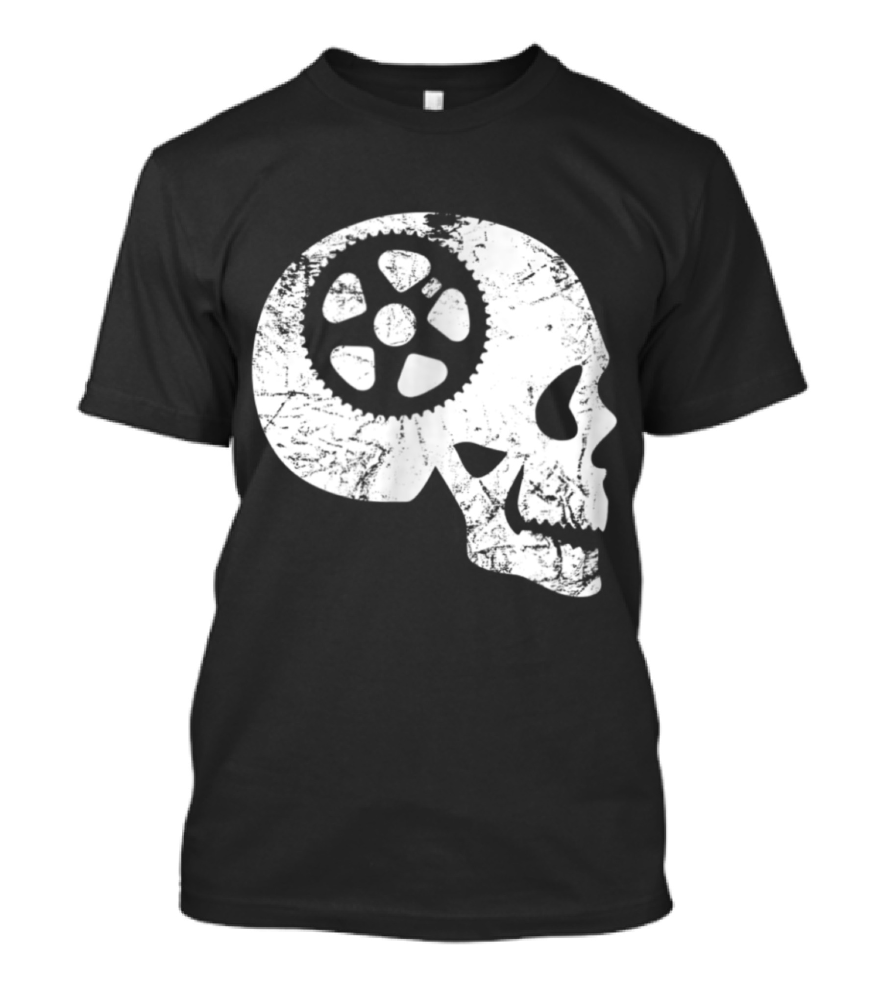 Cycling Skull Bicycle Sprocket Grunge T-Shirt