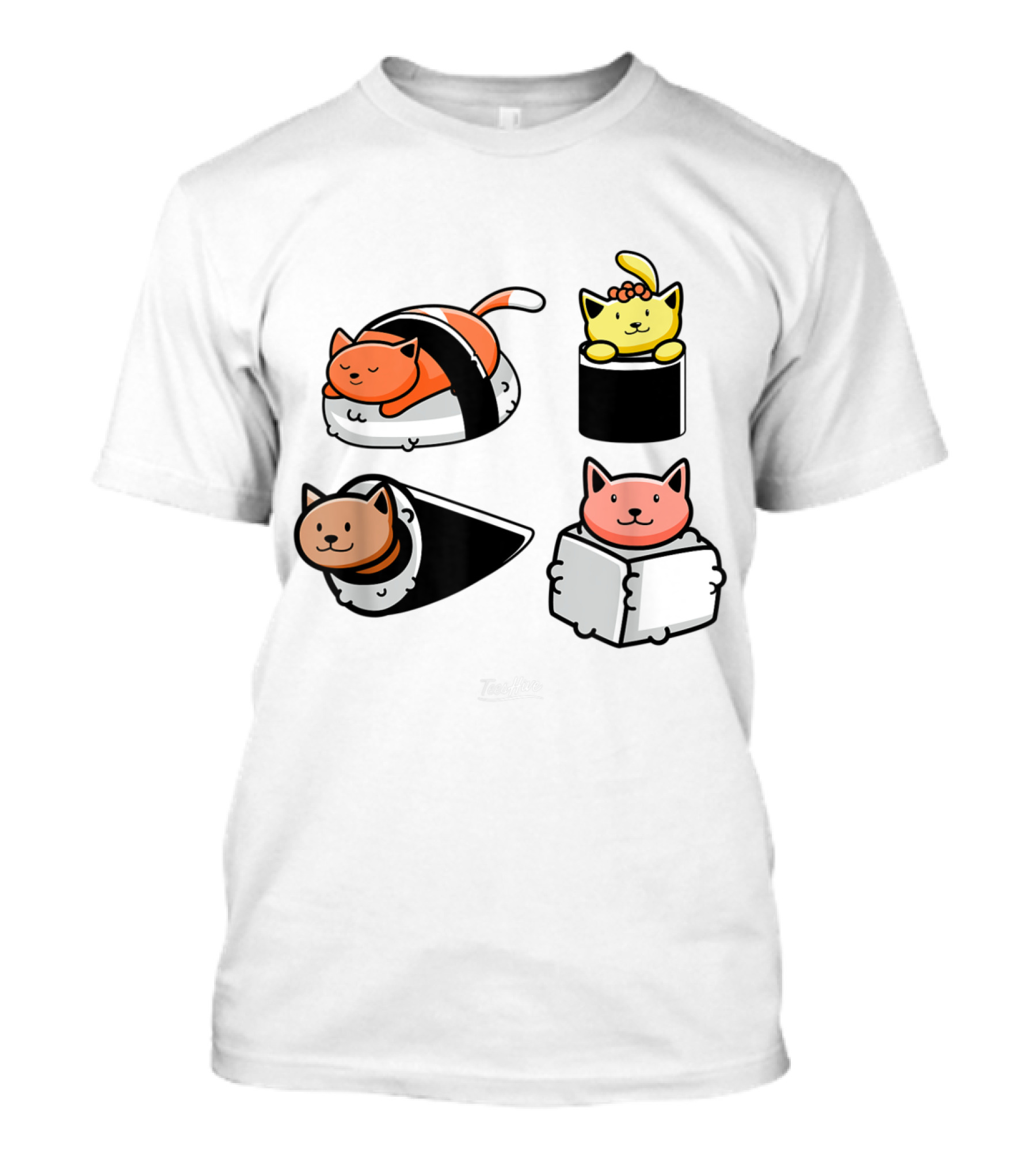 Kawaii Sushi Cat Lover TeesHive Cat Themed T-Shirt