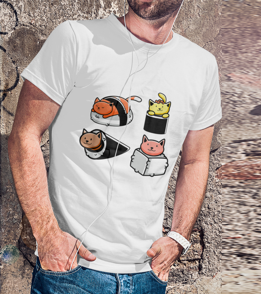 Kawaii Sushi Cat Lover TeesHive Cat Themed T-Shirt