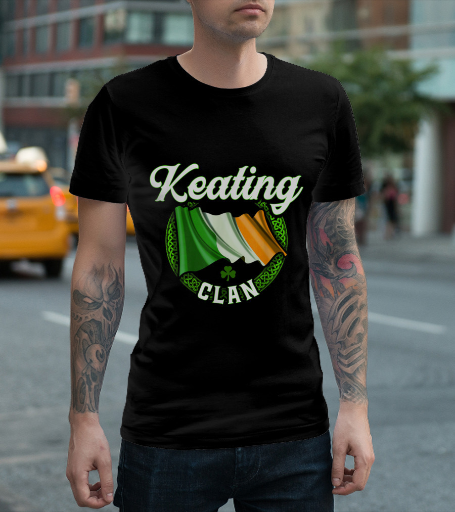 Keating Clan Irish Flag Surname Irela T-Shirt