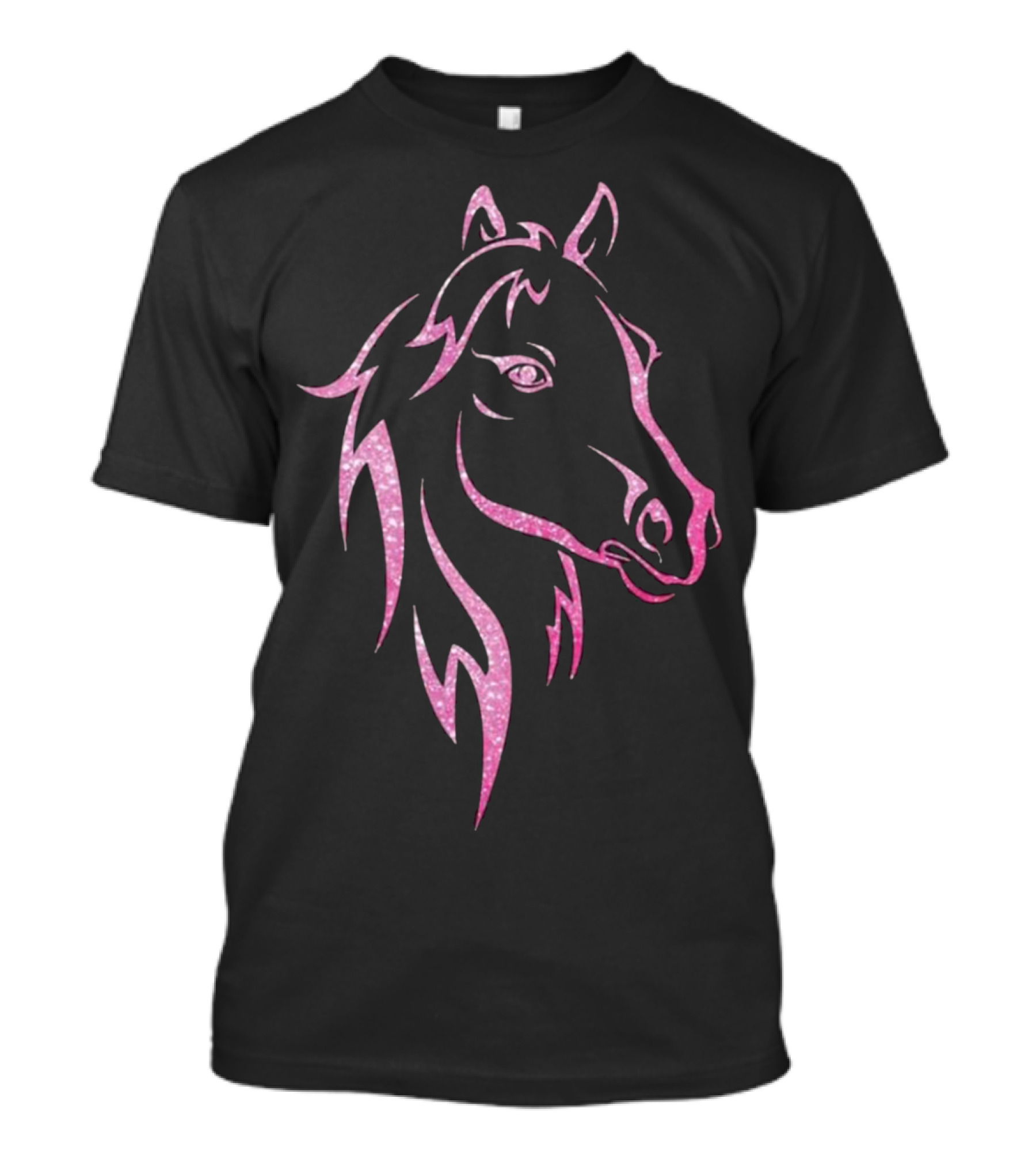 Sparkle Pink Horse Head Outline T-Shirt